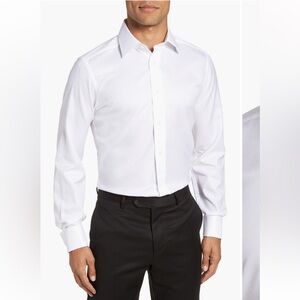 DAVID DONAHUE Trim Fit Solid French Cuff Tuxedo Shirt